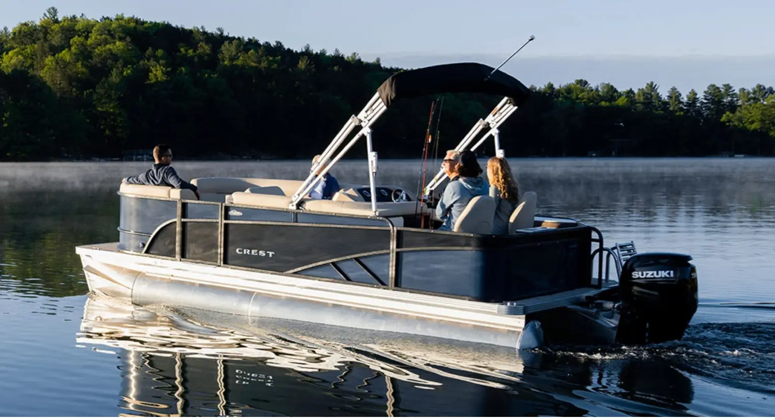 Pontoon boat rental cruising on Lake Norman